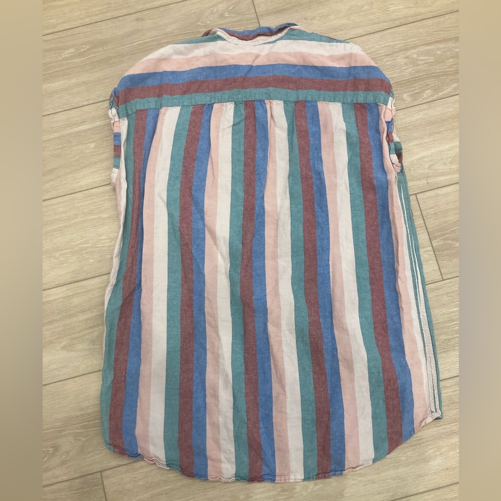 Madewell Casual Striped Light Multicolor Button Up Dress /  Tunic Shirt Combo - Picture 2 of 4